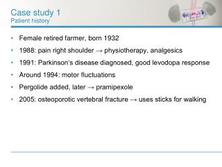 Case study 1 Patient history