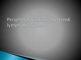 Peripheral Vascular System&amp; lymphatic system