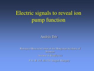 E lectric signals to reveal ion pump function