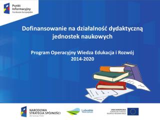 Dofinansowanie na działalność dydaktyczną jednostek naukowych