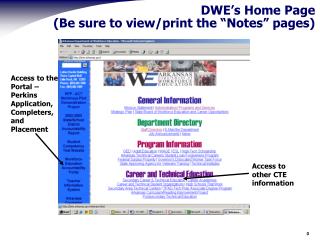 DWE’s Home Page (Be sure to view/print the “Notes” pages)
