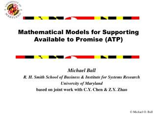 Mathematical Models for Supporting Available to Promise (ATP)