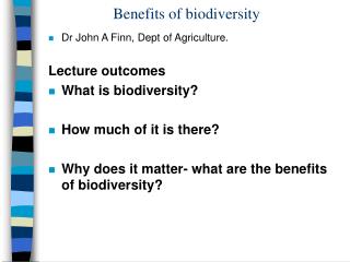 Benefits of biodiversity