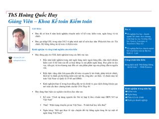 ThS Hoàng Quốc Huy Giảng Viên – Khoa Kế toán Kiểm toán