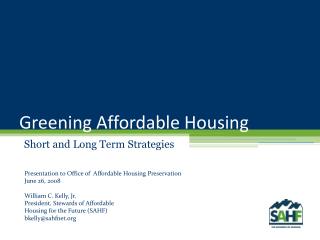 Greening Affordable Housing