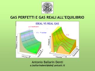 GAS PERFETTI E GAS REALI ALL’EQUILIBRIO