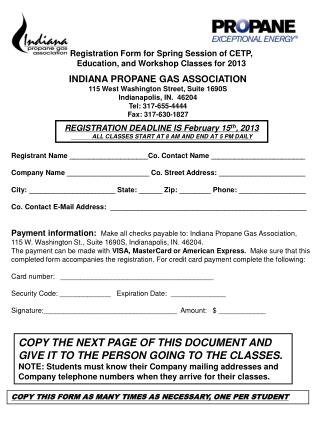 INDIANA PROPANE GAS ASSOCIATION 115 West Washington Street, Suite 1690S Indianapolis, IN. 46204