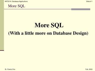 More SQL