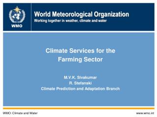 World Meteorological Organization Working together in weather, climate and water