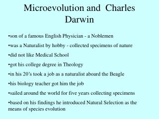 Microevolution and Charles Darwin