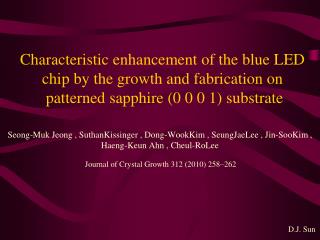 Journal of Crystal Growth 312 (2010) 258–262