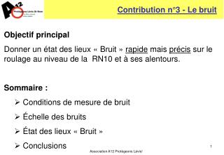 Contribution n°3 - Le bruit