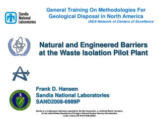 Natural and Engineered Barriers at the Waste Isolation Pilot Plant