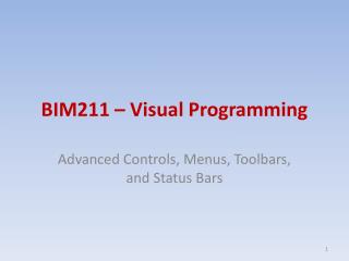 BIM211 – Visual Programming