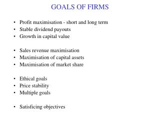 GOALS OF FIRMS