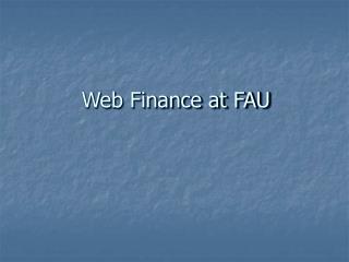 Web Finance at FAU