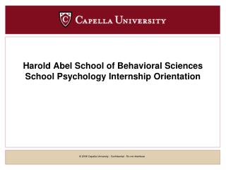 Harold Abel School of Behavioral Sciences School Psychology Internship Orientation