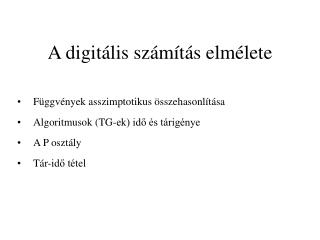 A digitális számítás elmélete