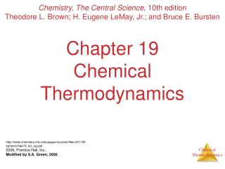 Chapter 19 Chemical Thermodynamics