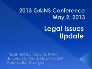 2013 GAINS Conference May 2, 2013