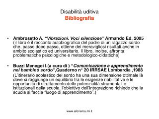 Disabilità uditiva Bibliografia