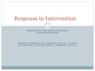 Response to Intervention