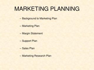 MARKETING PLANNING