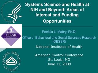 Systems Science Developments at the National Institutes of Health