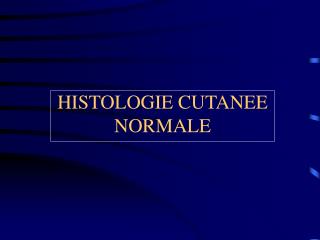 HISTOLOGIE CUTANEE NORMALE