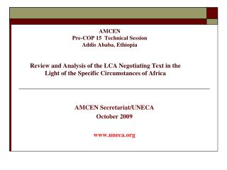 AMCEN Secretariat /UNECA October 2009 uneca