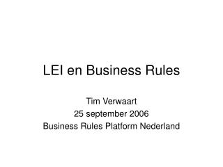 LEI en Business Rules