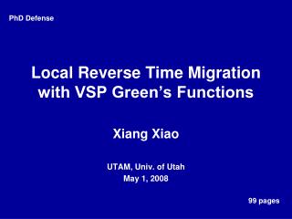 Local Reverse Time Migration with VSP Green’s Functions