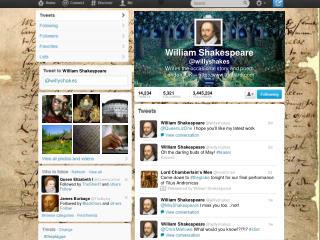 William Shakespeare @ willyshakes Writes the occasional story and poem