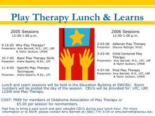 Play Therapy Lunch &amp; Learns