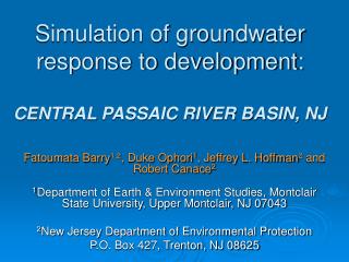 Simulation of groundwater response to development: CENTRAL PASSAIC RIVER BASIN, NJ