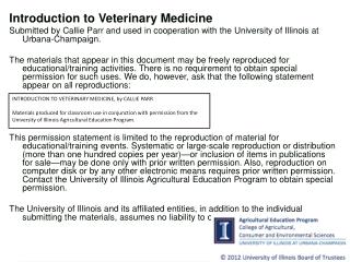 Introduction to Veterinary Medicine