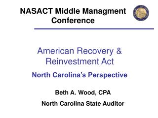 American Recovery &amp; Reinvestment Act North Carolina’s Perspective