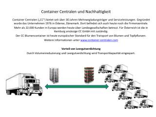 Container Centralen und Nachhaltigkeit