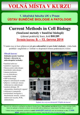 1. lékařská fakulta UK v Praze ÚSTAV BUN ĚČNÉ BIOLOGIE A PATOLOGIE