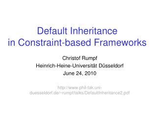 Default Inheritance in Constraint-based Frameworks