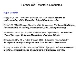 Former UWF Master’s Graduates