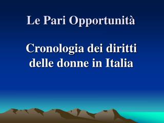 Le Pari Opportunità