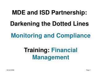 MDE and ISD Partnership: Darkening the Dotted Lines