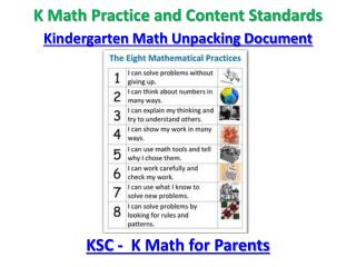 K Math Practice and Content Standards