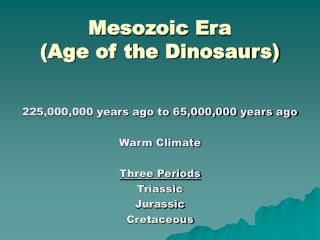 Mesozoic Era (Age of the Dinosaurs)