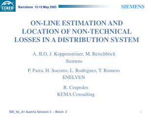 ON-LINE ESTIMATION AND LOCATION OF NON-TECHNICAL LOSSES IN A DISTRIBUTION SYSTEM