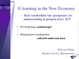 E-learning in the New Economy
