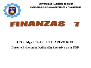 UNIVERSIDAD NACIONAL DE PIURA FACULTAD DE CIENCIA CONTABLES Y FINANCIERAS