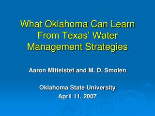 What Oklahoma Can Learn From Texas’ Water Management Strategies