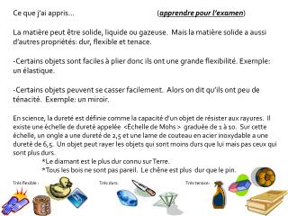 Ce que j’ai appris…			( apprendre pour l’examen )